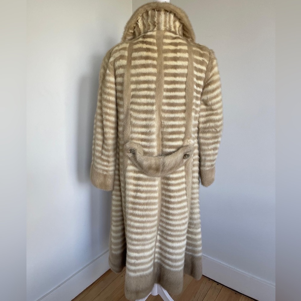 SOLD; Stunning Vintage Retro Mink Ladies Coat Size M. Buttons Set With Crystals